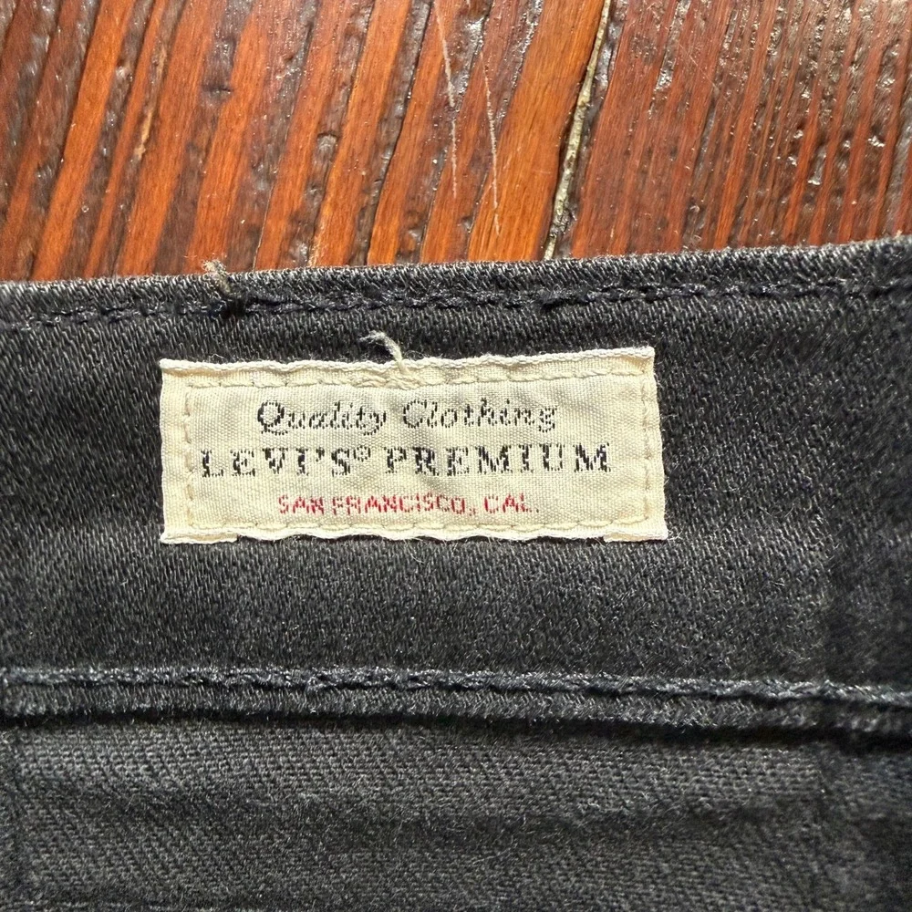 Levis 511 Premium Jeans Mens 42x32 Black Slim Straight Leg Stretch Biker‎ Goth